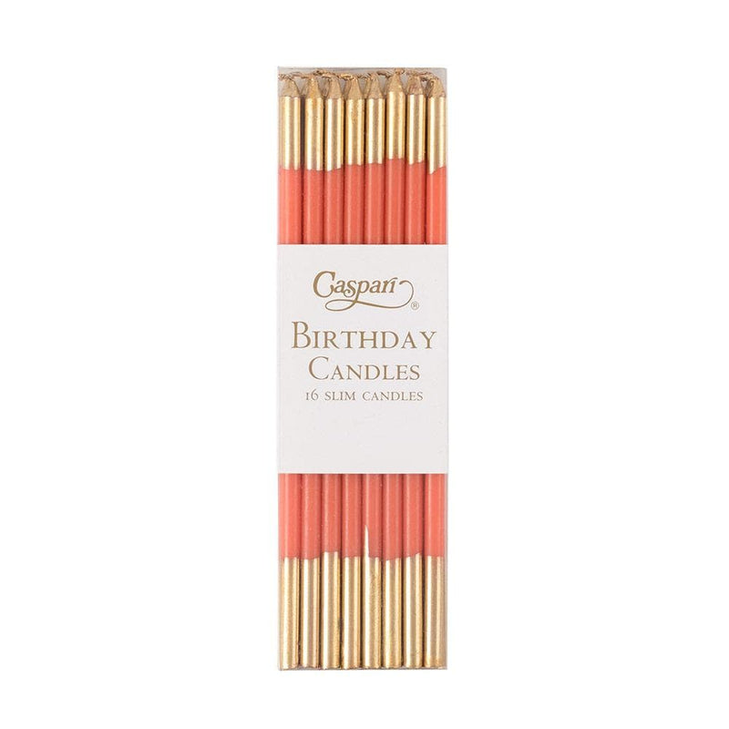 caspari Slim Birthday Candles in Orange & Gold - 16 Candles Per Package