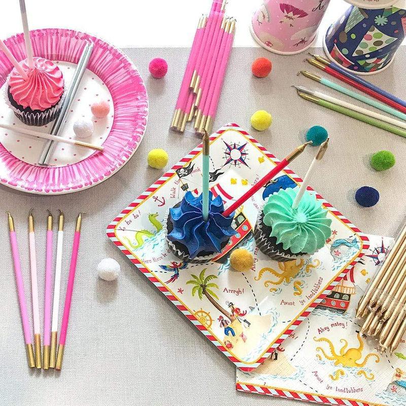 Caspari Slim Birthday Candles In Silver - 16 Candles Per Package