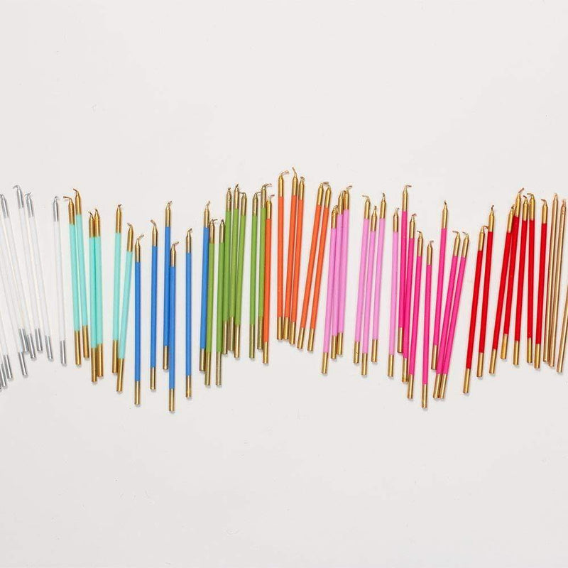 Caspari Slim Birthday Candles In White & Gold - 16 Candles Per Package