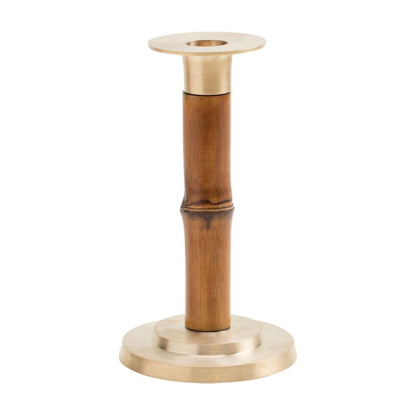 caspari Small Bamboo Candlestick in Medium Brown - 1 Each