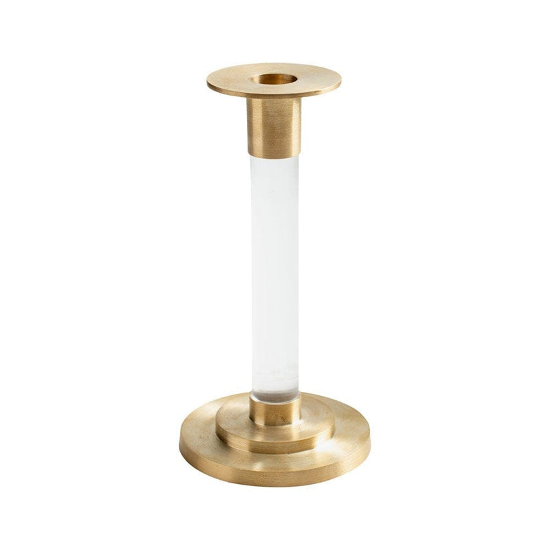caspari Small Brass & Resin Candlestick in Clear - 1 Each