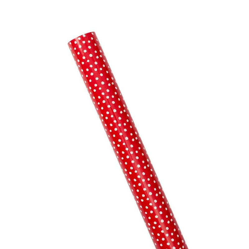 Caspari Small Dots Gift Wrapping Paper On Red High-Gloss - 30" X 8' Roll