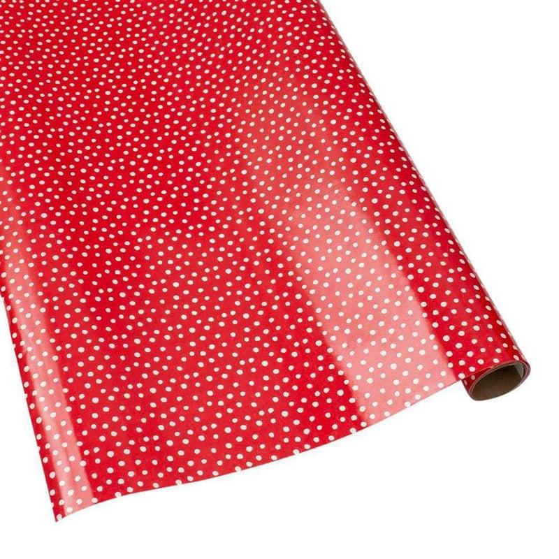 caspari Small Dots Gift Wrapping Paper on Red High-Gloss - 30" x 8' Roll
