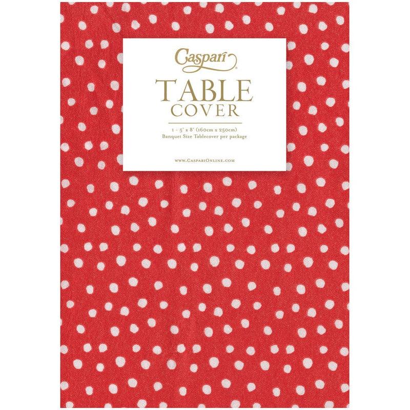 Caspari Small Dots Red Paper Linen Table Covers - 1 Each