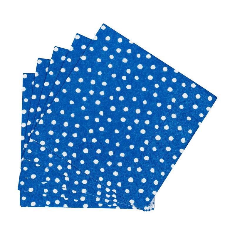 Caspari Small Dots Royal Blue Cocktail Napkins - 20 Per Package