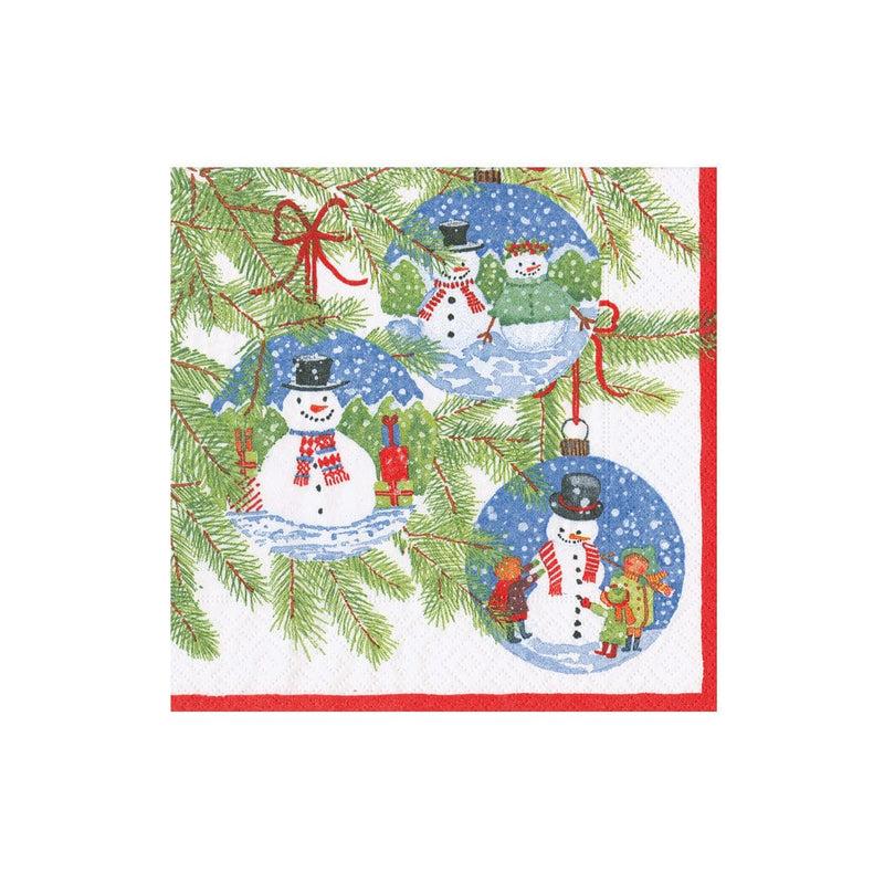 caspari Snowman Ornaments Cocktail Napkins - 20 Per Package
