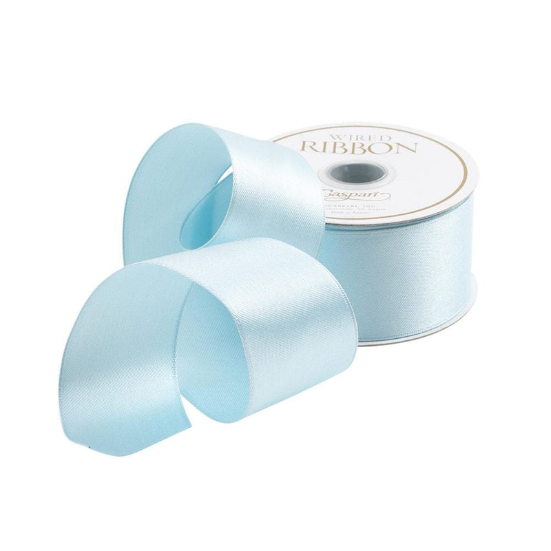 caspari Solid Light Blue Wired Ribbon - 10 Yard Spool