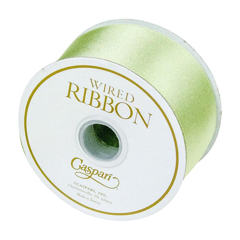 caspari Solid Satin Wired Celadon Ribbon - 1 Spool Of Ribbon