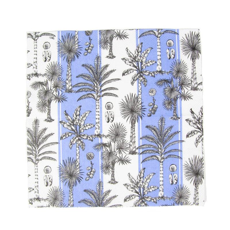 Caspari Southern Palms Blue & White Cocktail Napkins - 20 Per Package