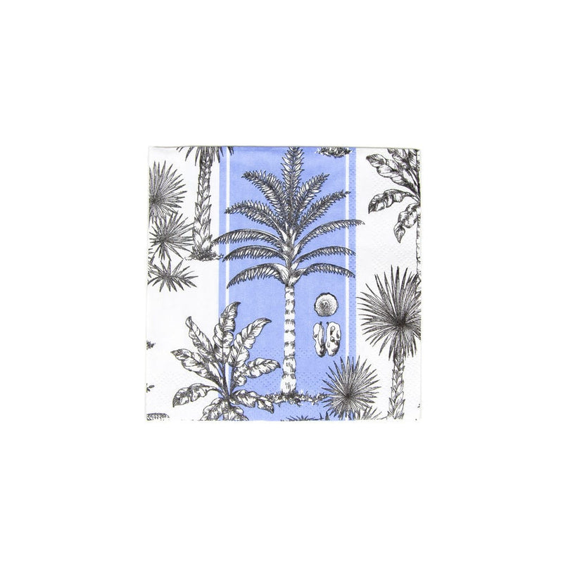 caspari Southern Palms Blue & White Cocktail Napkins - 20 Per Package