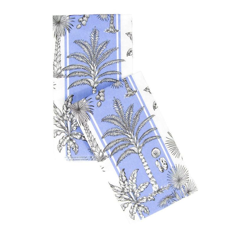 Caspari Southern Palms Blue & White Guest Towel Napkins - 15 Per Package