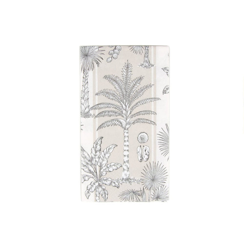caspari Southern Palms Flax & White Guest Towel Napkins - 15 Per Package