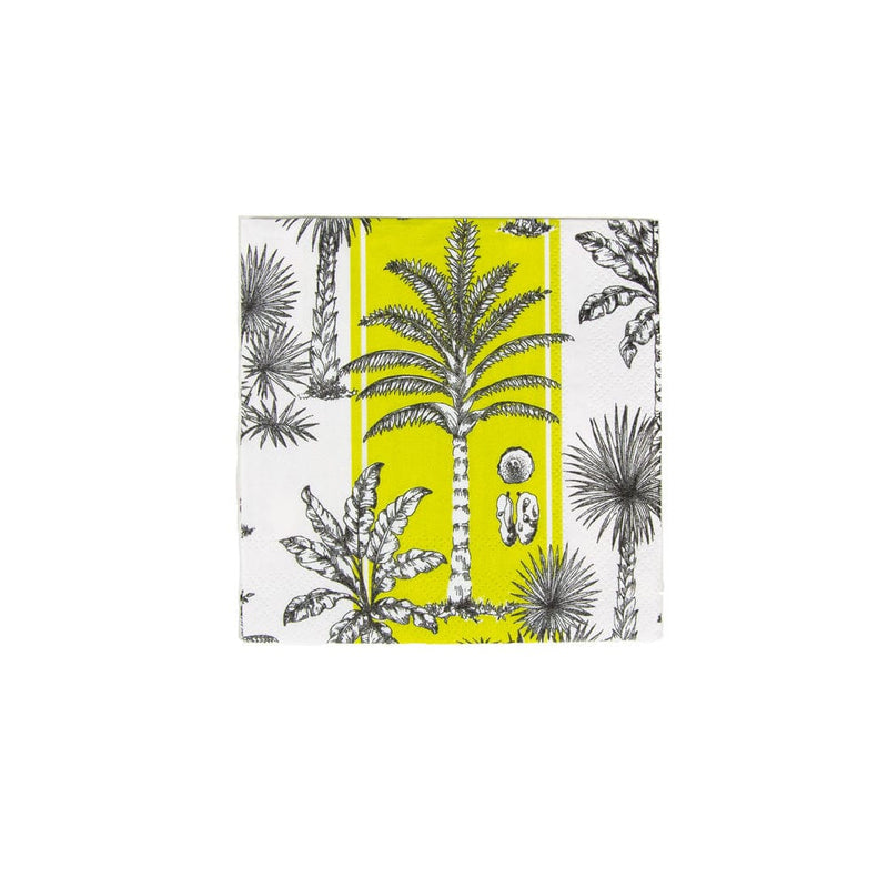 Caspari Southern Palms Green & White Boxed Cocktail Napkins - 40 Per Box