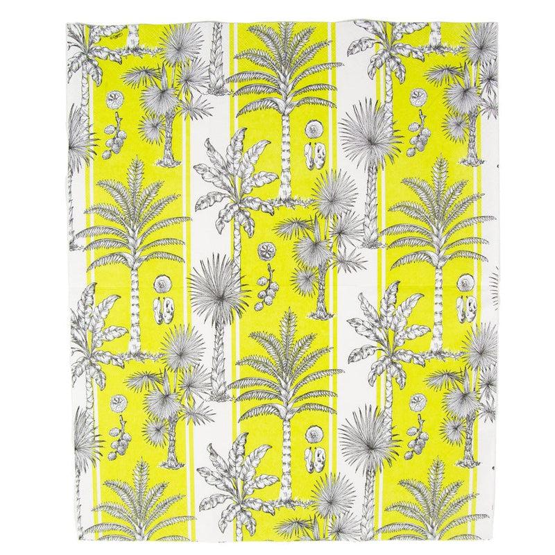 Caspari Southern Palms Green & White Guest Towel Napkins - 15 Per Package