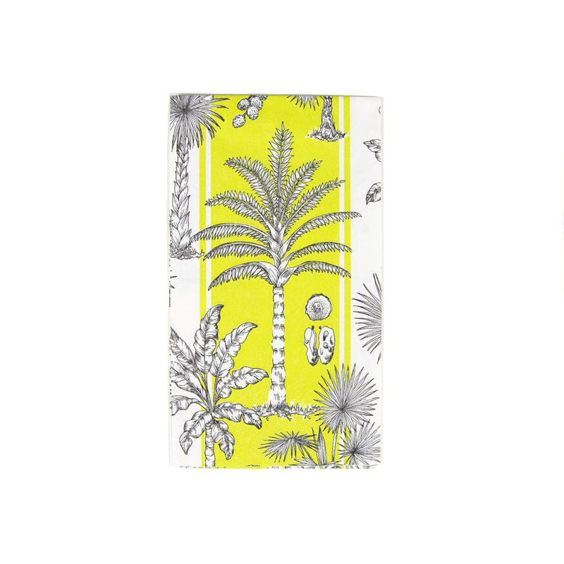 caspari Southern Palms Green & White Guest Towel Napkins - 15 Per Package