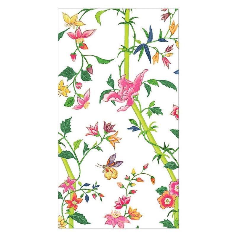 caspari Sprigged Silk Paper Guest Towel Napkins in White - 15 Per Package