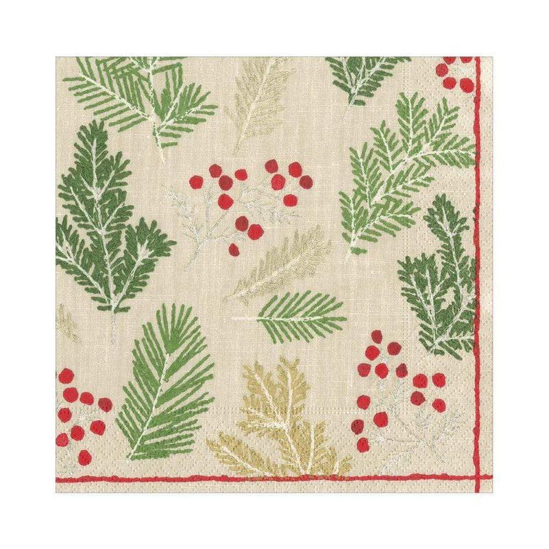 caspari Sprigs and Berries Paper Luncheon Napkins in Linen - 20 Per Package