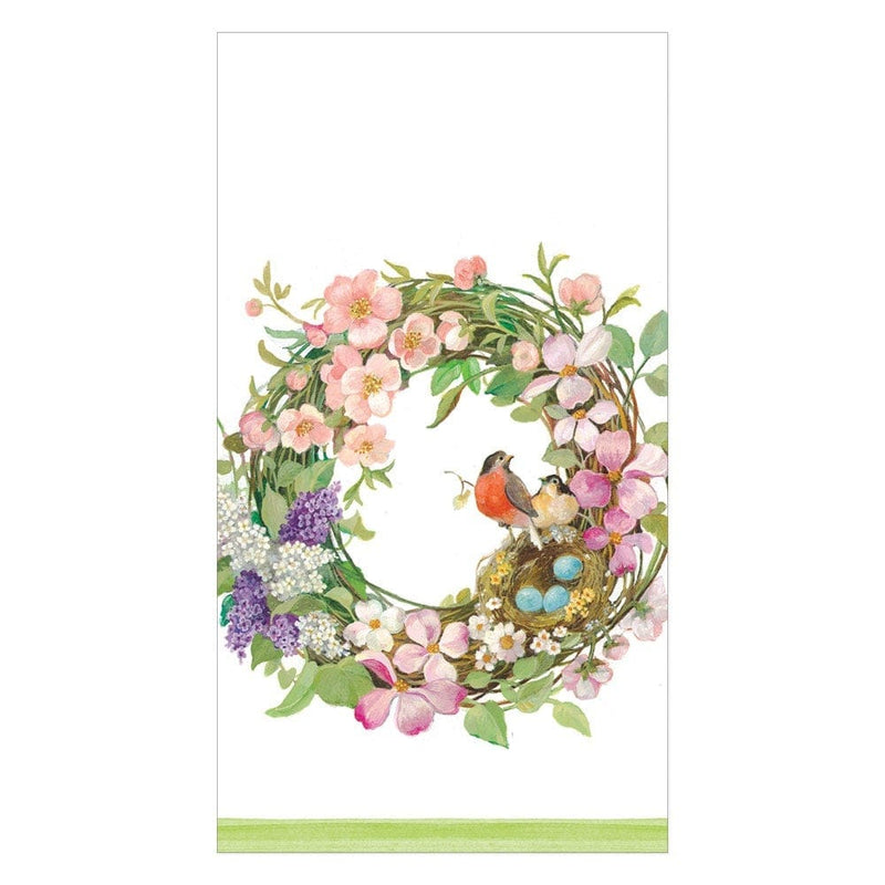 caspari Spring Wreath Paper Guest Towel Napkins - 15 Per Package