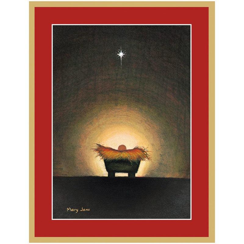 caspari Star And Creche Boxed Christmas Cards - 16 Christmas Cards & 16 Envelopes