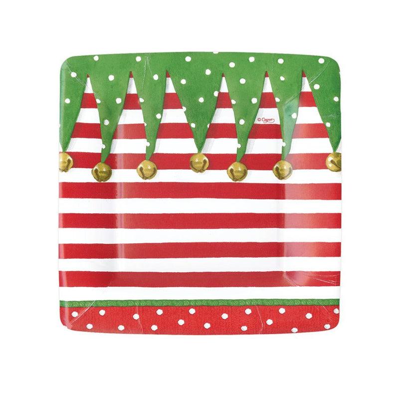 caspari Stocking Stripe Square Paper Salad & Dessert Plates - 8 Per Package