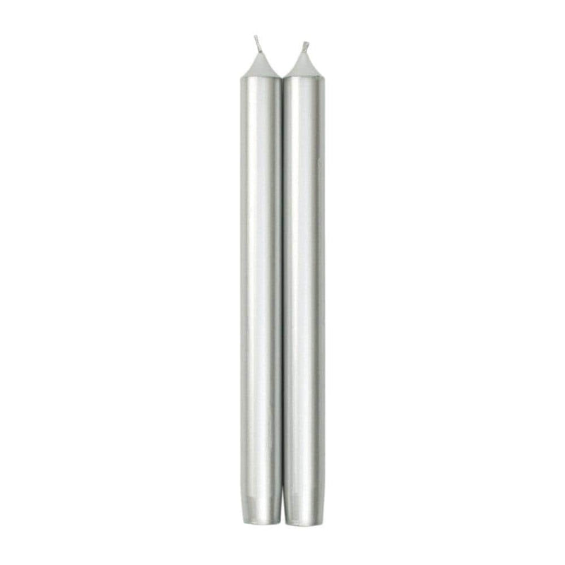 caspari Straight Taper 10" Candles in Silver - 2 Candles Per Package