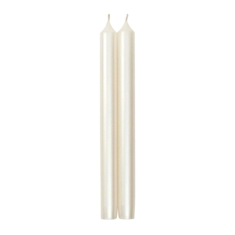 caspari Straight Taper 10" Candles in White Pearlescent - 2 Candles Per Package