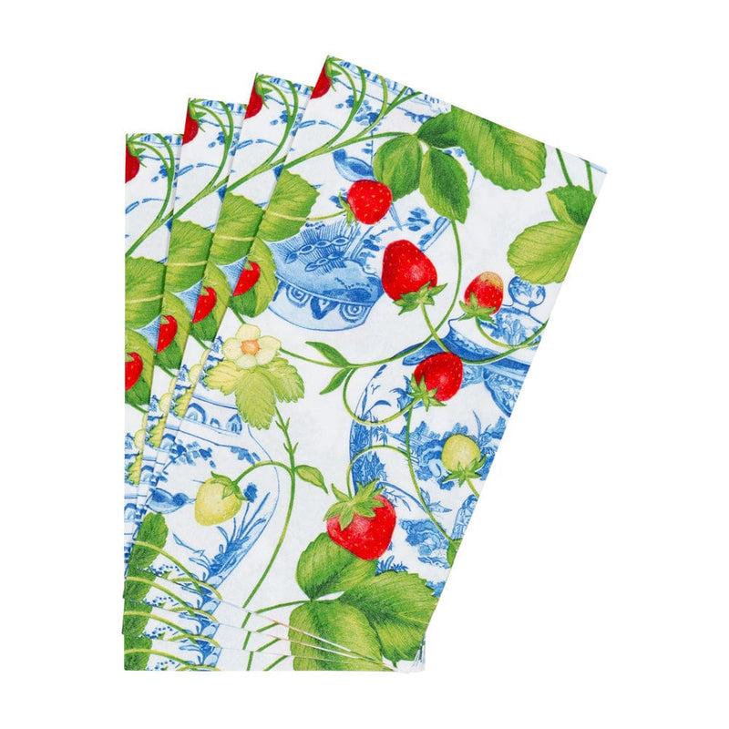 Caspari Strawberries And Cream Guest Towel Napkins - 15 Per Package