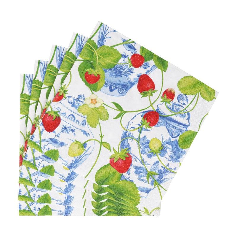 Caspari Strawberries And Cream Luncheon Napkins - 20 Per Package