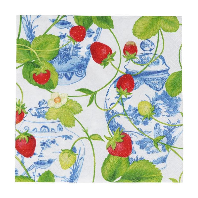 caspari Strawberries And Cream Luncheon Napkins - 20 Per Package