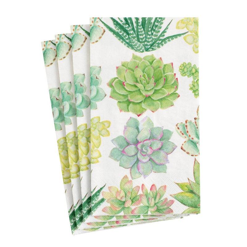 Caspari Succulents Paper Guest Towel Napkins - 15 Per Package