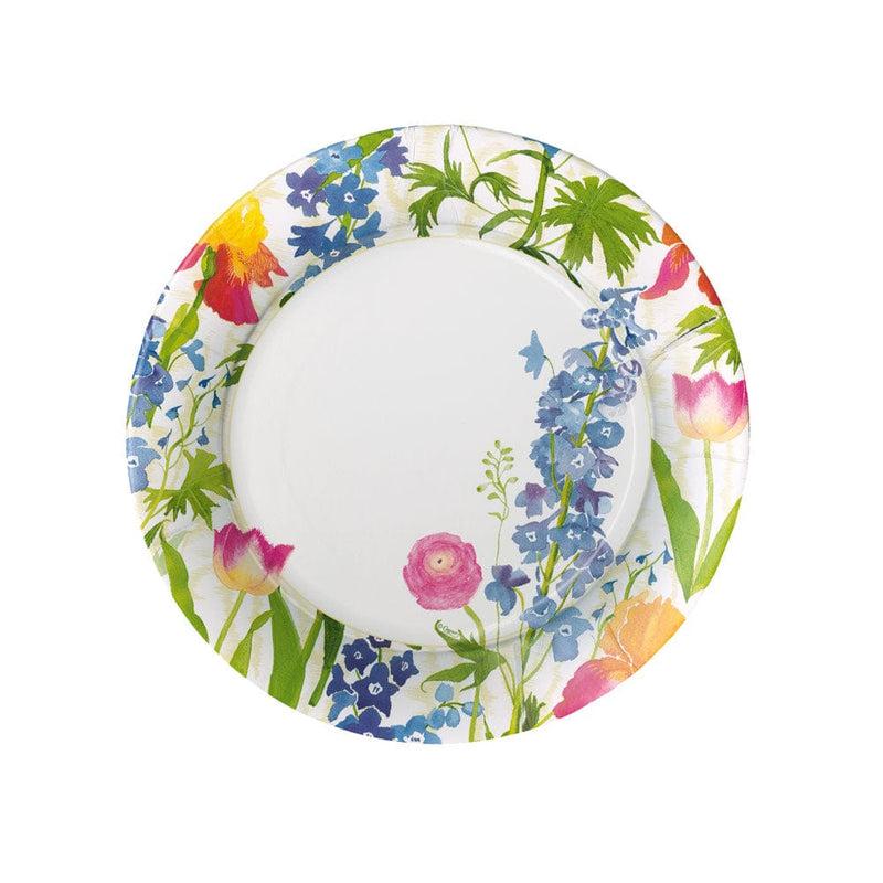 caspari Summer Garden Paper Salad & Dessert Plates in White - 8 Per Package