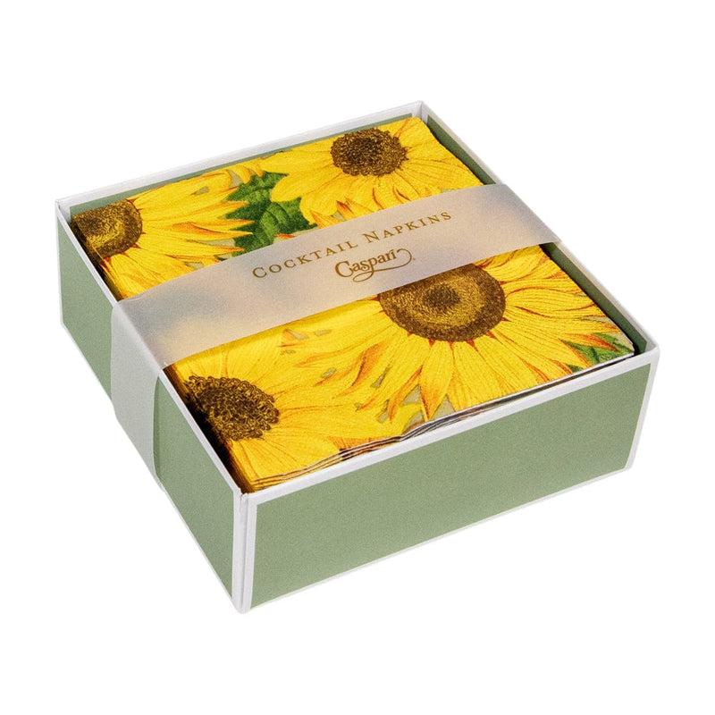 Caspari Sunflowers Boxed Paper Cocktail Napkins - 40 Per Box