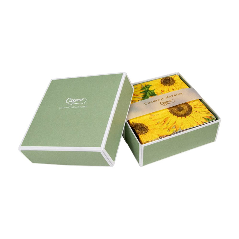Caspari Sunflowers Boxed Paper Cocktail Napkins - 40 Per Box