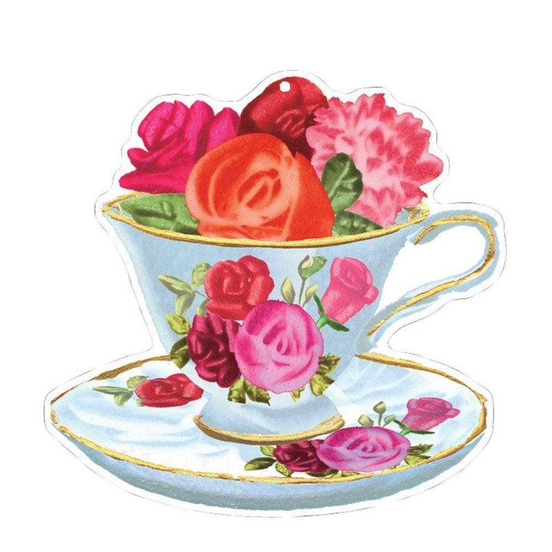 Caspari Tea Cups Decorative Die-Cut Gift Tags - 2 Per Package