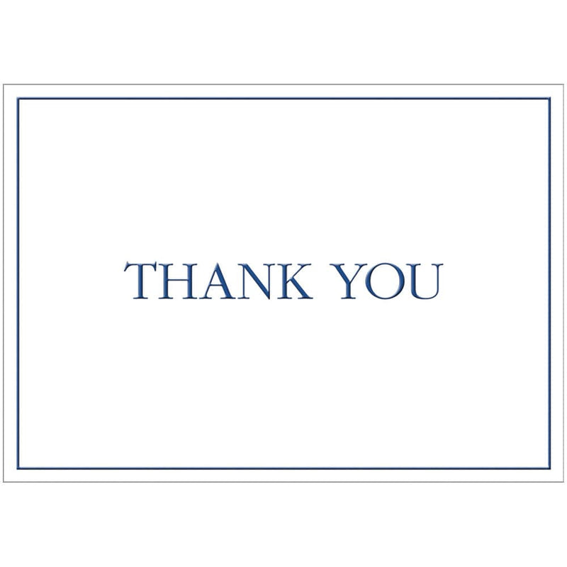caspari Thank You Navy Embossed Thank You Notes - 8 Note Cards And Envelopes