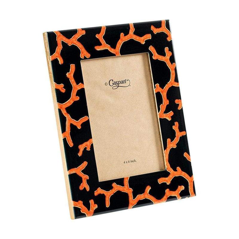 caspari The Coral Sea Lacquer 4" x 6" Picture Frame in Black - 1 Each