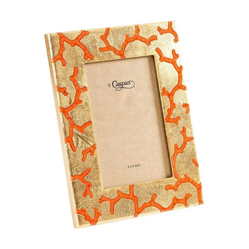 caspari The Coral Sea Lacquer 4" x 6" Picture Frame in Gold - 1 Each