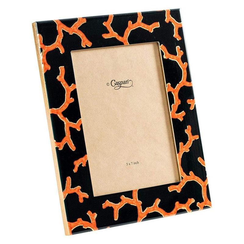 caspari The Coral Sea Lacquer 5" x 7" Picture Frame in Black - 1 Each