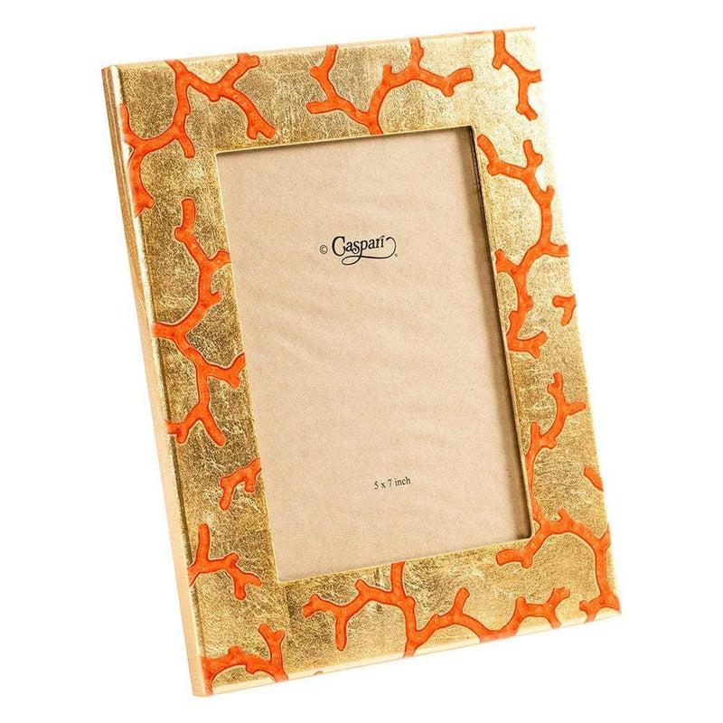 caspari The Coral Sea Lacquer 5" x 7" Picture Frame in Gold - 1 Each