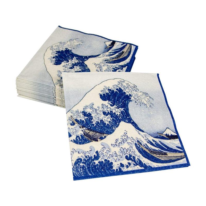Caspari The Great Wave Paper Cocktail Napkins In Blue - 20 Per Package