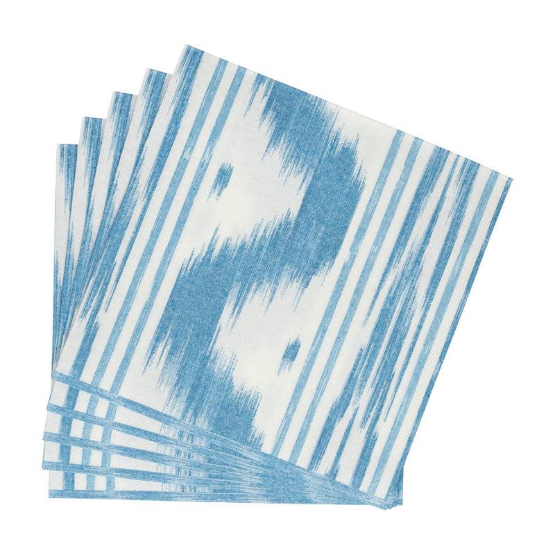 Caspari Toile De Nantes Blue Paper Linen Dinner Napkins - 12 Per Package