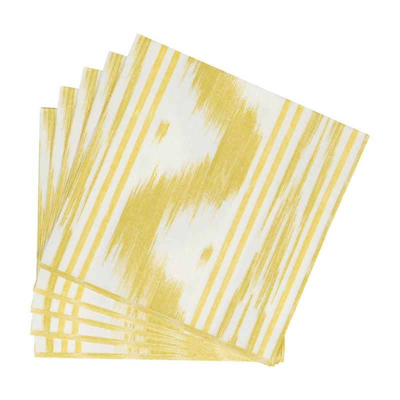 Caspari Toile De Nantes Yellow Paper Linen Dinner Napkins - 12 Per Package