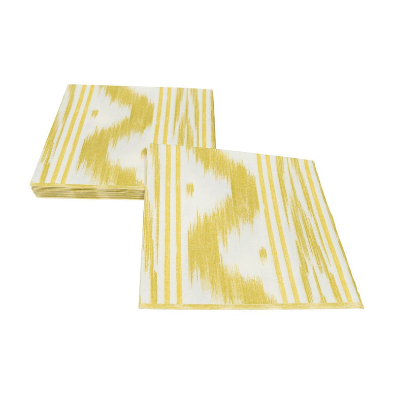 Caspari Toile De Nantes Yellow Paper Linen Dinner Napkins - 12 Per Package