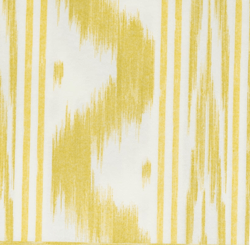 caspari Toile De Nantes Yellow Paper Linen Dinner Napkins - 12 Per Package