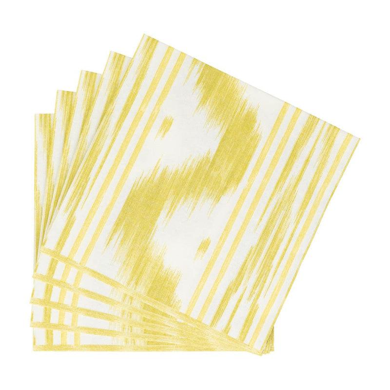 Caspari Toile De Nantes Yellow Paper Linen Luncheon Napkins - 15 Per Package