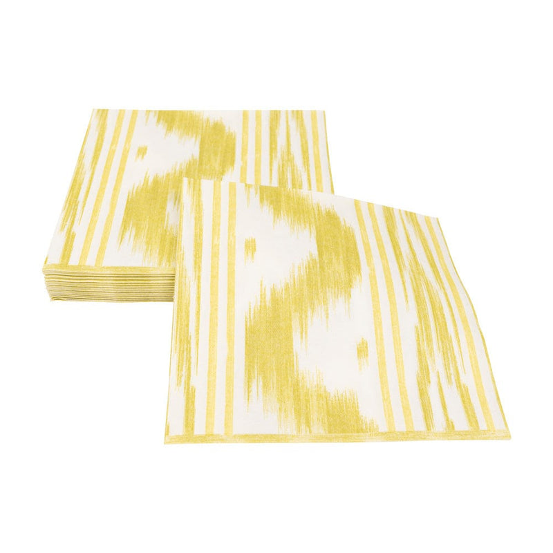 Caspari Toile De Nantes Yellow Paper Linen Luncheon Napkins - 15 Per Package