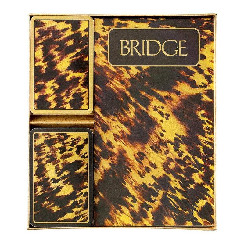 caspari Tortoise Large Type Bridge Gift Set - 2 Playing Card Decks & 2 Score Pads