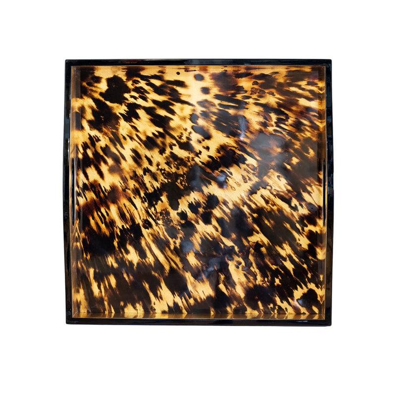Caspari Tortoiseshell Lacquer Square Tray - 14" Square