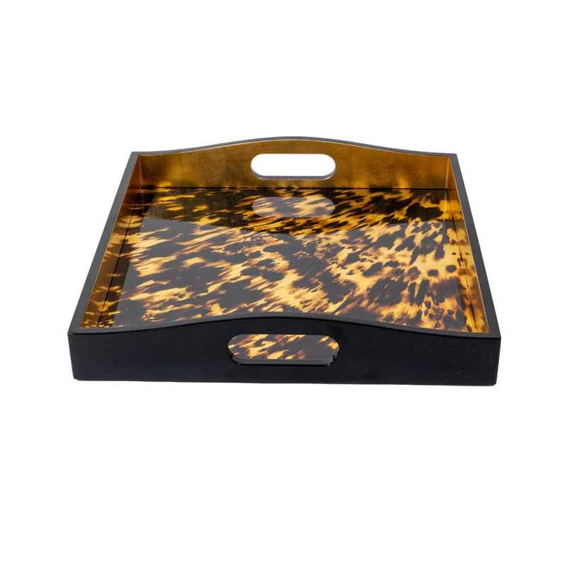 Caspari Tortoiseshell Lacquer Square Tray - 14" Square