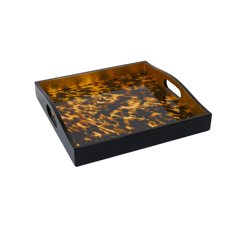 caspari Tortoiseshell Lacquer Square Tray - 14" Square